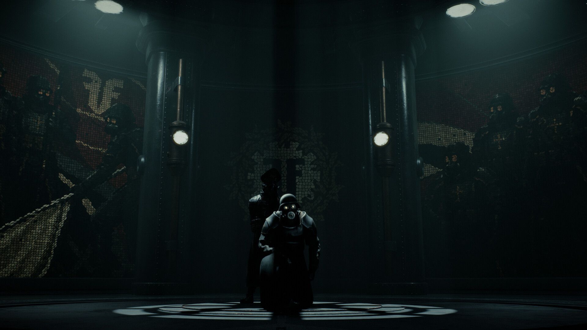 Official FEAR OF FAITH screenshot of cloned soldiers kneeling in a cursed bunker