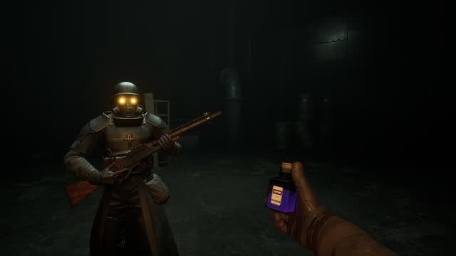 Official FEAR OF FAITH screenshot of an armed cloned soldier in a dark bunker